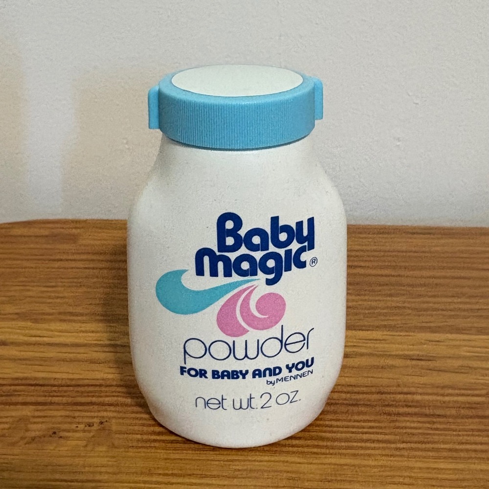 Baby Magic Powder by Mennen 2 oz White New Vintage Travel Size Talc‎ Bottle